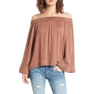 One Teaspoon  Boy Bowie Blouse Top Off the Shoulder Flare Wide Long Sleeve